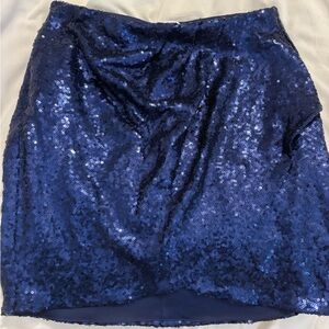 Elegant Midnight Blue Sequin Mini Skirt